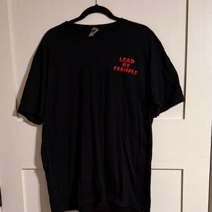 Men's Black Short-Sleeve Tee with Red 'Lead By Example' Graphic